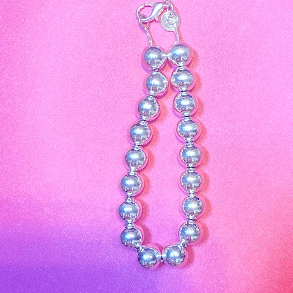 Sterling Silver Solid Beaded Bracelet